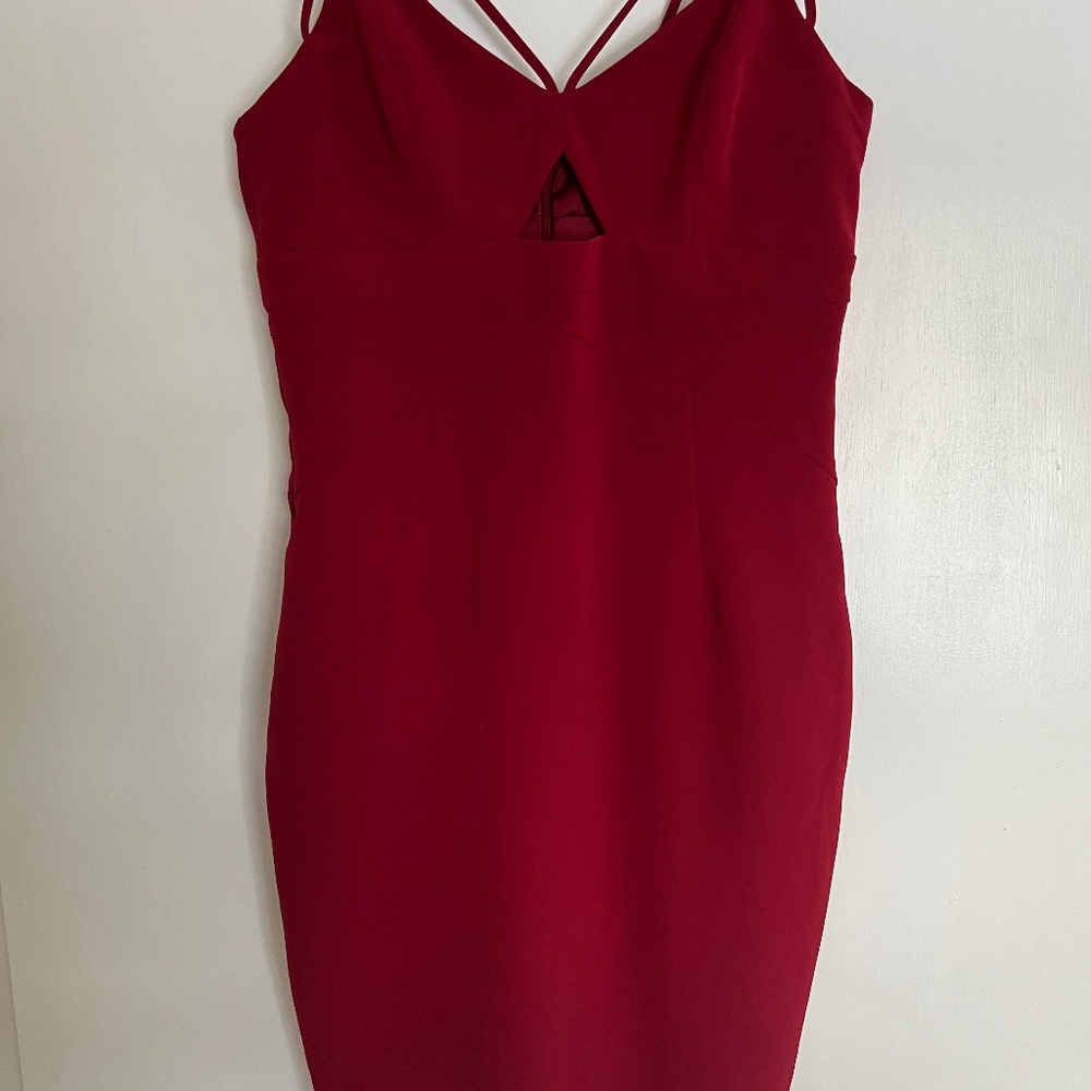 Deep Red Strappy Cutout Midi Dress